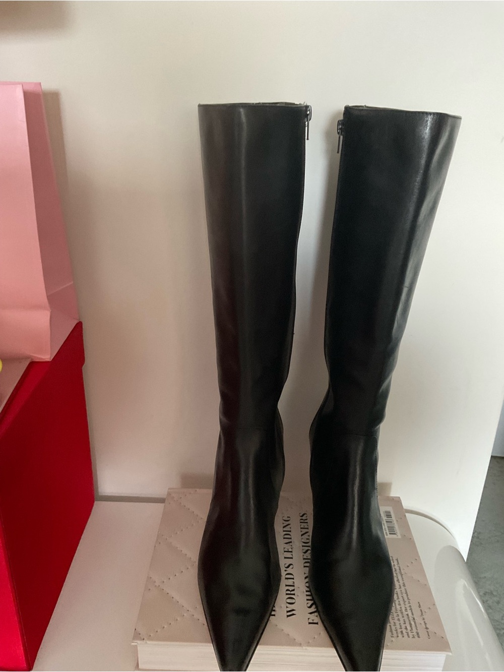 Anne Klein Tall Black Knee-High Pointed Toe Stiletto Boots Size 10 - Picture 3 of 7